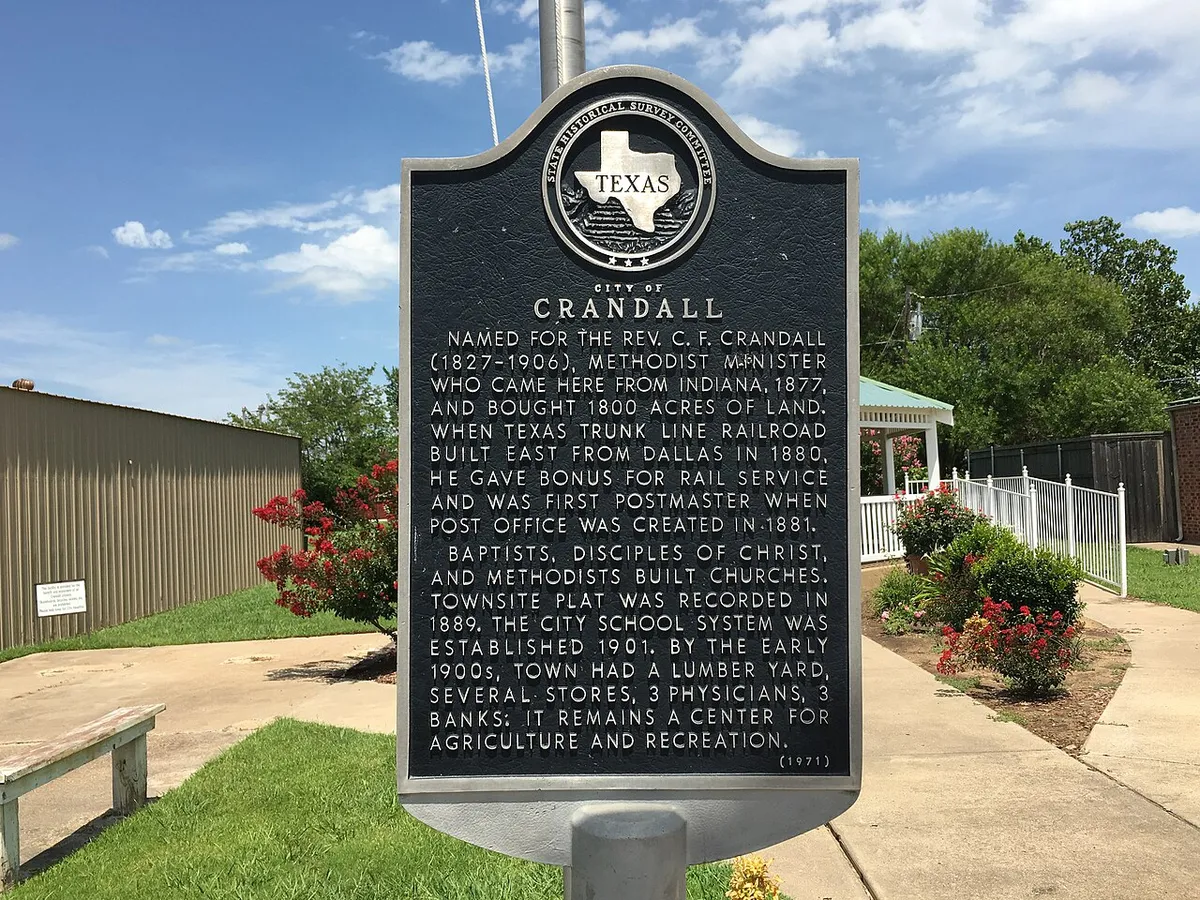 Texas Historical Commission marker for the City of Crandall