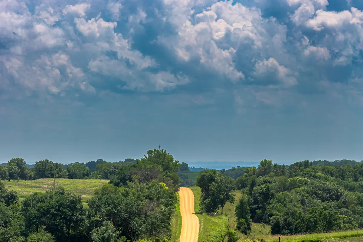 Gravel road through rural Kaufman County TX